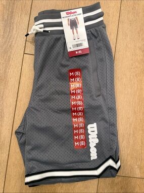 Wilson Men's Gray Athletic Mesh Shorts with White Trim